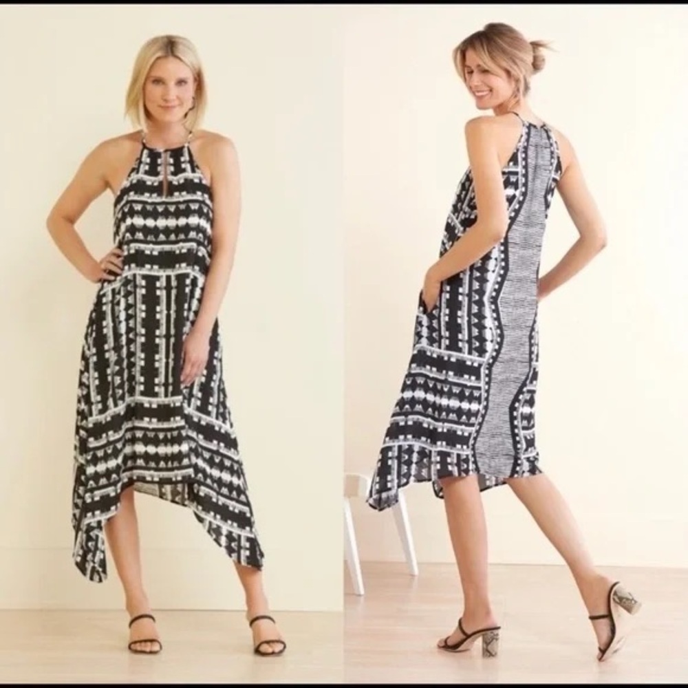 Peyton Jensen Mika Midi Dress Black White Size Medium